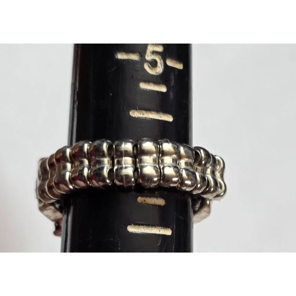 New Silver-Tone Stretch‎ Statement Cocktail Ring Clear Rhinestones Glam Boho